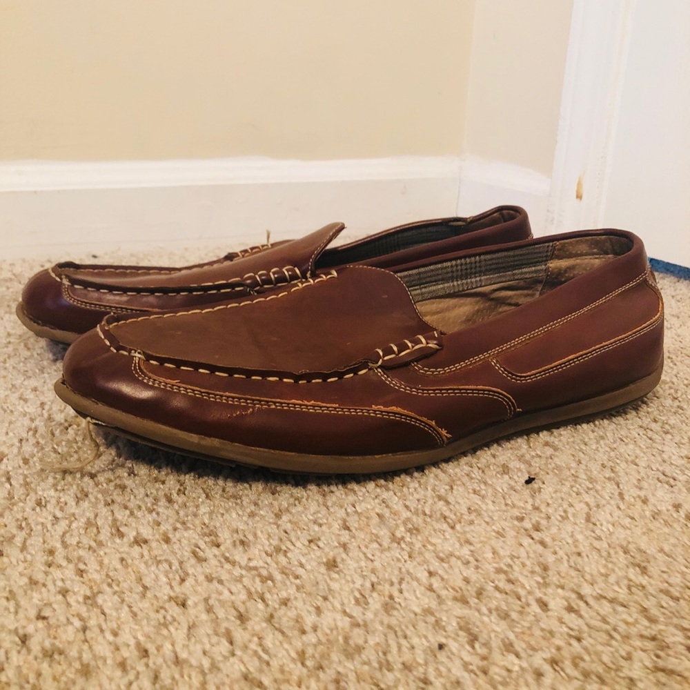 Brown leather dress shoes with Nunn bush insoles